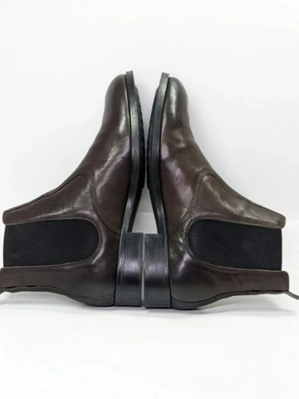 AllSaints Men's Gus Pull On Chelsea Boots Brown Distressed Leather Size 45